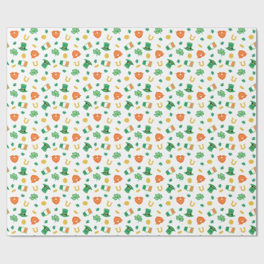 Shamrocks & Petten - St Patrick's Day Pattern Cadeaupapier (Vlak)