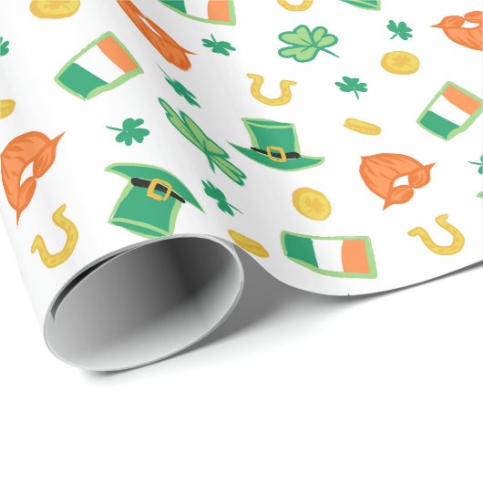 Shamrocks & Petten - St Patrick's Day Pattern Cadeaupapier (Rol Hoek)