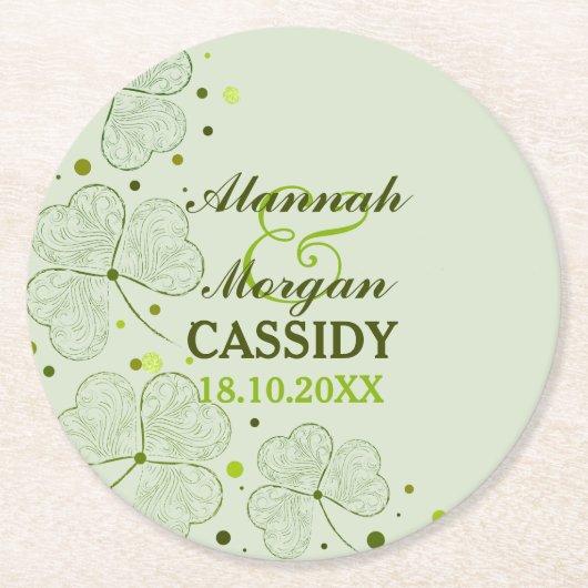 Shamrocks Polka Dots Iers Trouwpapier Onderzetters (Voorkant)