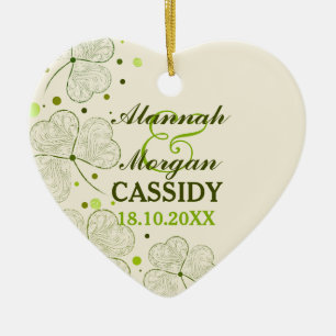 Shamrocks Polka Dots Wedding Keramisch Ornament