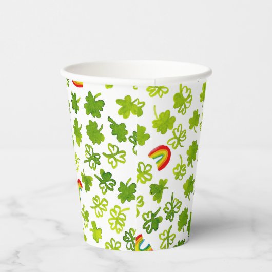 Shamrocks Rainbows Waterverf Ierland St PATRICKS Papieren Bekers (Rechts)