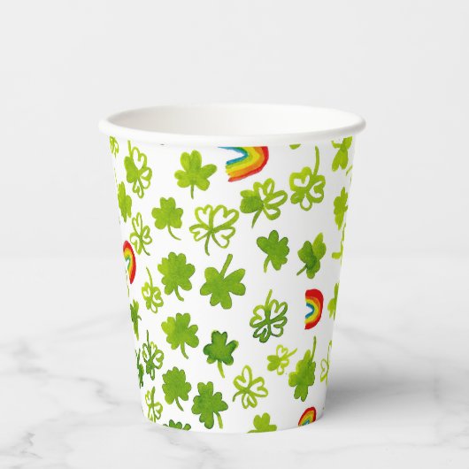 Shamrocks Rainbows Waterverf Ierland St PATRICKS Papieren Bekers (Voorkant)