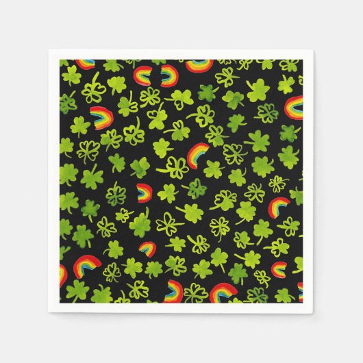 Shamrocks Rainbows Waterverf Ierland ST PATRICKS Servet (Voorkant)
