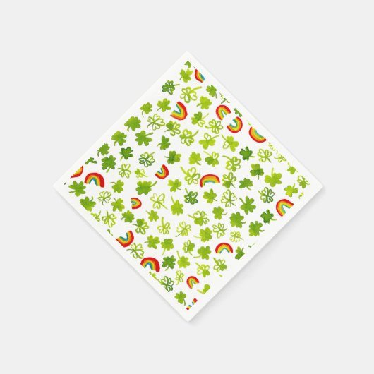 Shamrocks Rainbows Waterverf Ierland ST PATRICKS Servet (Hoek)