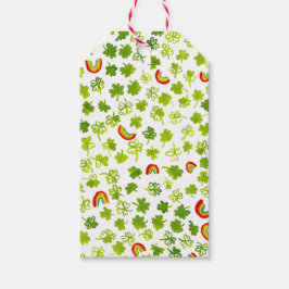 Shamrocks Rainbows Waterverf ST PATRICKS DAG Cadeaulabel