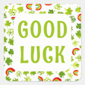 Shamrocks Regenboog Waterverf ST PATRICKS SUCCES Vierkante Sticker (Voorkant)