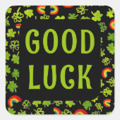 Shamrocks Regenboog Waterverf ST PATRICKS SUCCES Vierkante Sticker (Voorkant)