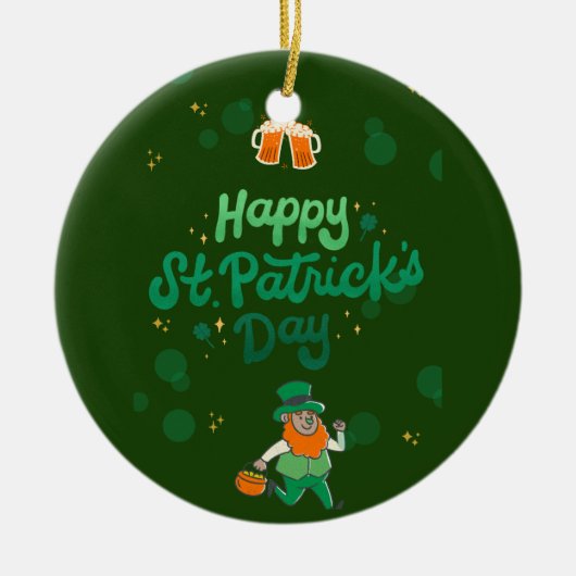 Shamrocks & Shenanigans: een St. Patrick's Day Keramisch Ornament (Voorkant)