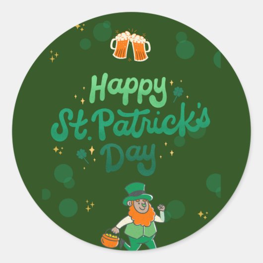 Shamrocks & Shenanigans: een St. Patrick's Day Ronde Sticker (Voorkant)