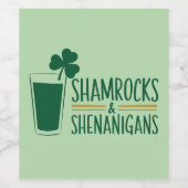 Shamrocks & Shenanigans: St. Patrick's Day Design Wijn Etiket (Enkel label)