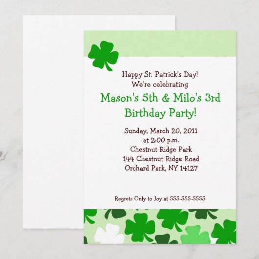 SHAMROCKS ST PATRICKS DAAG 5x7 verjaardag Kaart (Voorkant / Achterkant)