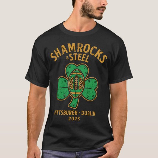 Shamrocks & Steel: Pittsburgh en Dublin 2025 T-shirt (Voorkant)