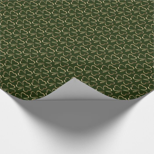 Shamrocks Three Leaf Clovers Pattern Green Cadeaupapier (Hoek)