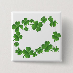 Shamrocks Vierkante Button 5,1 Cm