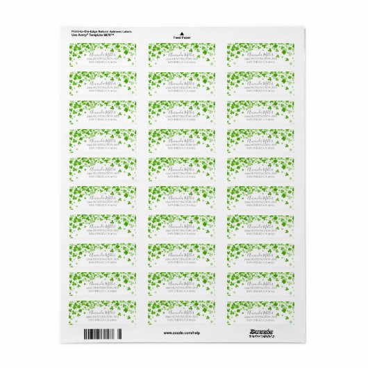 Shamrocks Vrijgezellenfeest Return address Label (Full Sheet)