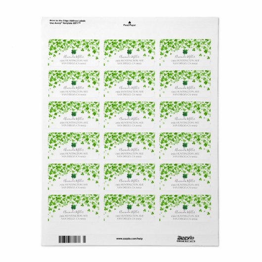 Shamrocks Vrijgezellenfeest Return address Label (Full Sheet)