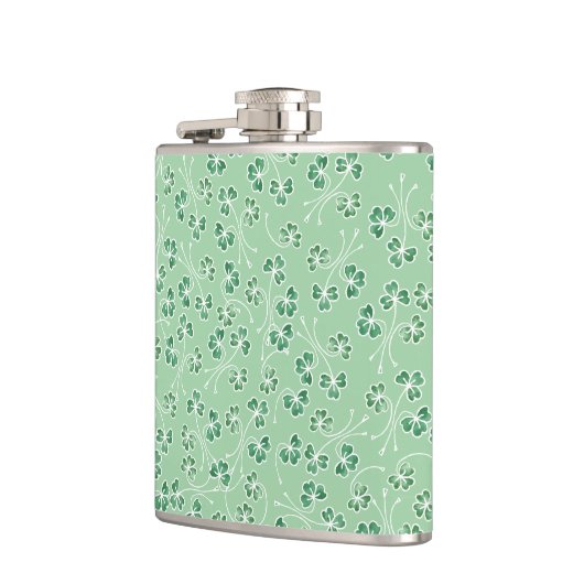  Shamrocks White Outlines on Green Hip Flask Heupfles (Links)
