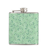 Shamrocks White Outlines on Green Hip Flask Heupfles (Voorkant)