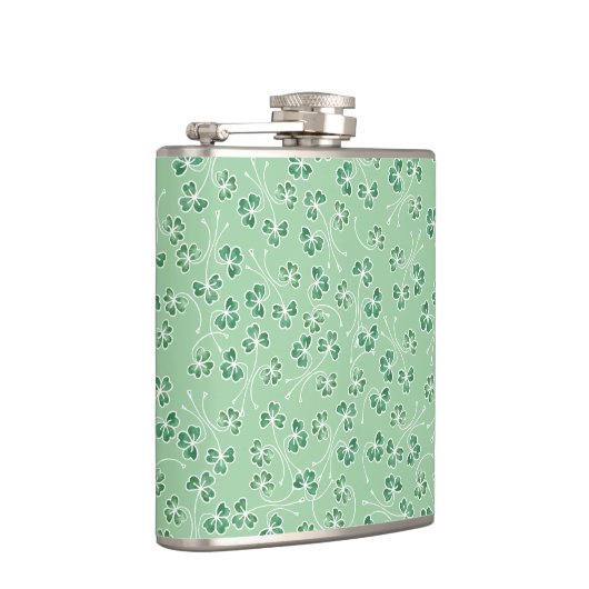 Shamrocks White Outlines on Green Hip Flask Heupfles (Rechts)