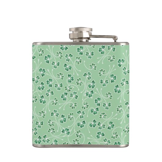  Shamrocks White Outlines on Green Hip Flask Heupfles (Achterkant)