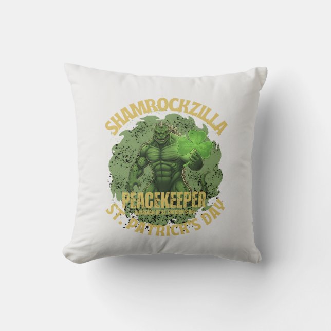 Shamrockzilla Peacekeeper: St. Patrick's Day Kaiju Kussen (Voorkant)