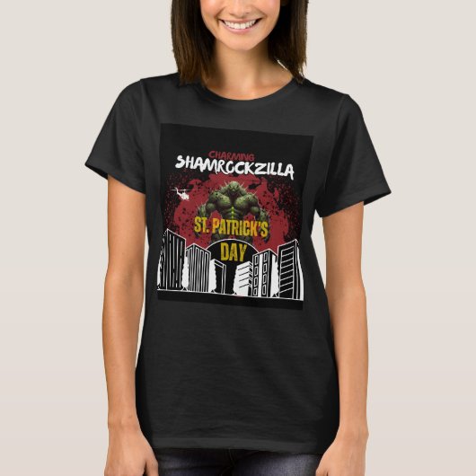 Shamrockzilla: St. Patrick's Day Kaiju Monster T-shirt (Voorkant)