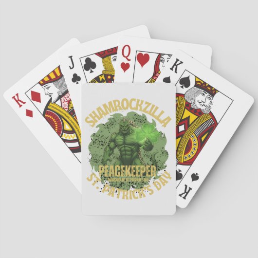 Shamrockzilla Vredeshandhaver: St. Patrick's Day K Pokerkaarten (Achterkant)