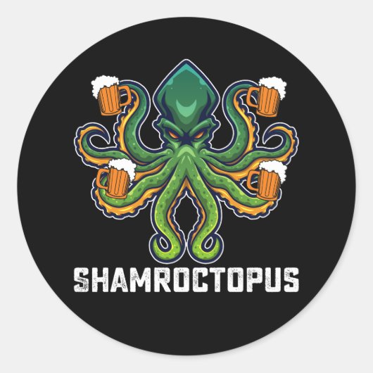 Shamroctopus Octopus Lover St Patrick's Day Ronde Sticker (Voorkant)