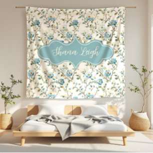 Shana Leigh Dainty Blues Floral Fleece Deken