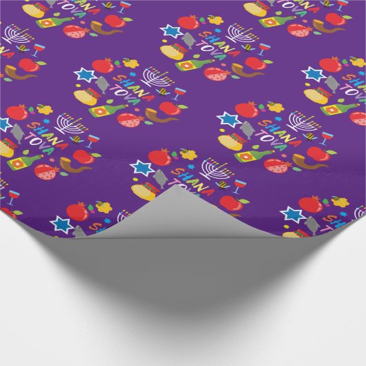 Shana Tova2 cirkels - donker paars Cadeaupapier (Hoek)