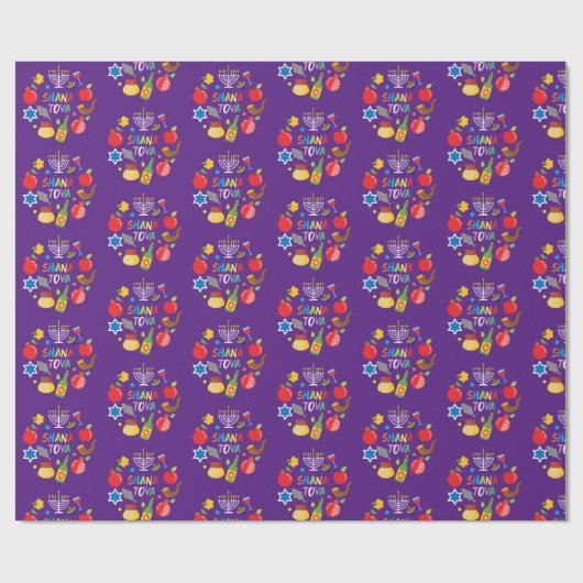 Shana Tova2 cirkels - donker paars Cadeaupapier (Vlak)