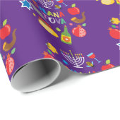 Shana Tova2 cirkels - donker paars Cadeaupapier (Rol Hoek)