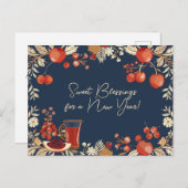 Shana Tova - blauw Briefkaart (Voorkant / Achterkant)