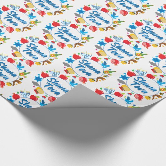 Shana Tova-cirkels - wit Cadeaupapier (Hoek)