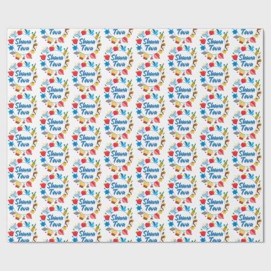 Shana Tova-cirkels - wit Cadeaupapier (Vlak)