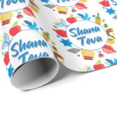 Shana Tova-cirkels - wit Cadeaupapier (Rol Hoek)