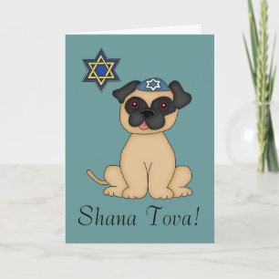 Shana Tova-Cute Jewish Pug Dog Feestdagen Kaart