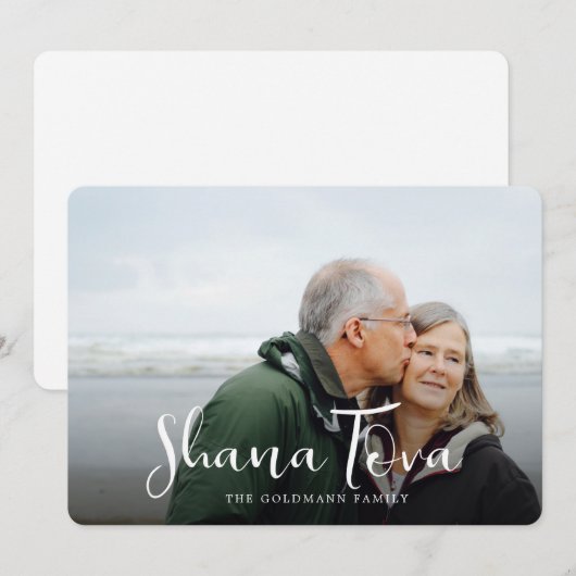 Shana Tova Foto familienaam scriptoverlay  Feestdagenkaart (Voorkant / Achterkant)