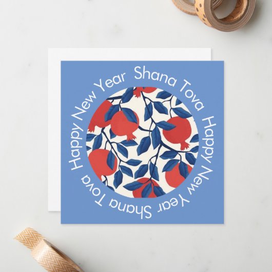 Shana Tova Gelukkig Nieuwjaar Notitiekaartje (Voorkant / Achterkant in situ)