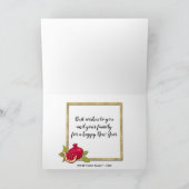 Shana Tova Gold Red Glitter Photo Pomegranate Kaart (Binnen)