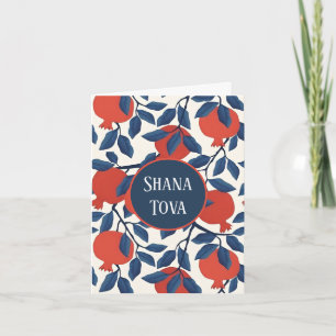 Shana Tova Granaatappel Botanisch Ontwerp Elegan Feestdagen Kaart