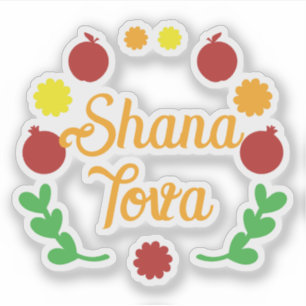 Shana Tova Groeten met appels en granaatappels Sticker