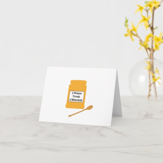 Shana Tova Kaart – Honingpot en dipper (Gele Bloem)