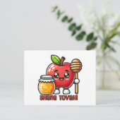 Shana Tova Kawaii Appel en Honing Briefkaart (Staand voorkant)