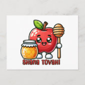 Shana Tova Kawaii Appel en Honing Briefkaart (Voorkant)