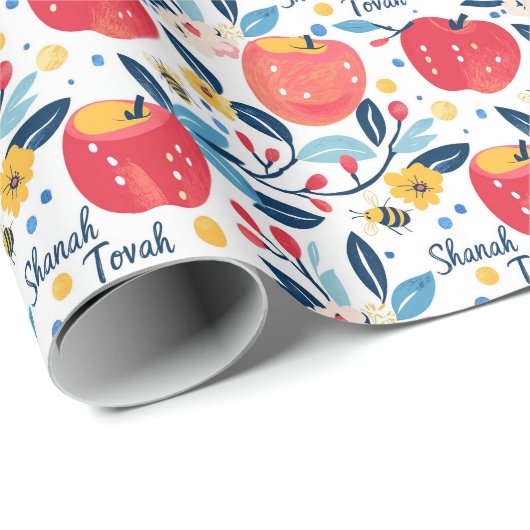 Shana Tova met appels en bijen Cadeaupapier (Rol Hoek)