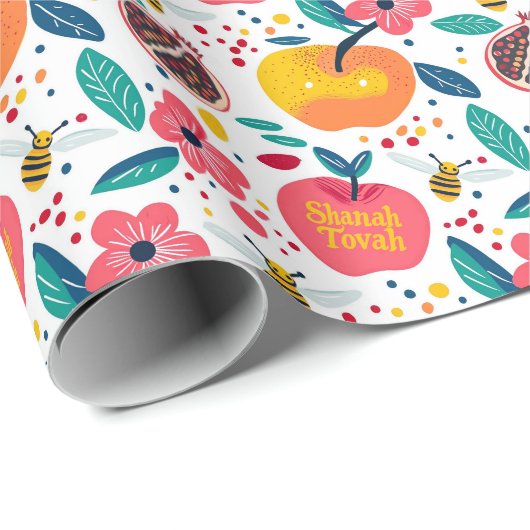 Shana Tova met appels en bijen Cadeaupapier (Rol Hoek)