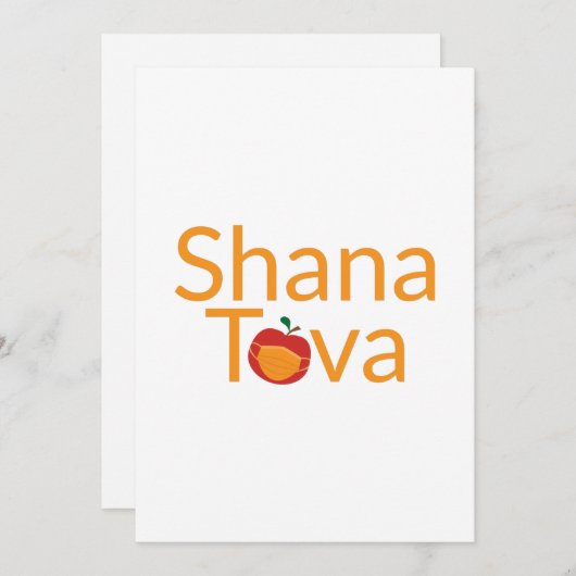 Shana Tova met een rode appel met een gezichtsmask Feestdagenkaart (Voorkant / Achterkant)
