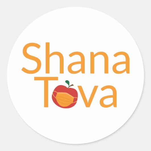 Shana Tova met rode appel met mondkapje Ronde Sticker (Voorkant)