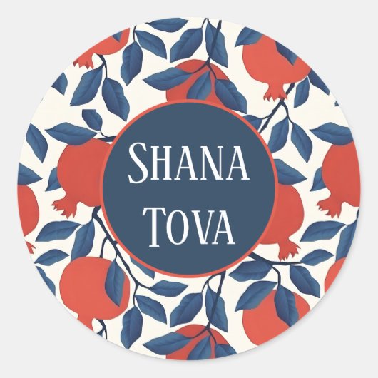 Shana Tova Pomegranate Ronde Sticker (Voorkant)